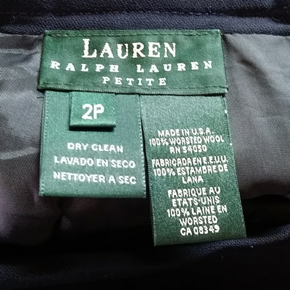 Lauren Ralph Lauren 100% Worsted Wool Lined Skirt Navy Blue Size 2 Petite - Picture 2 of 9